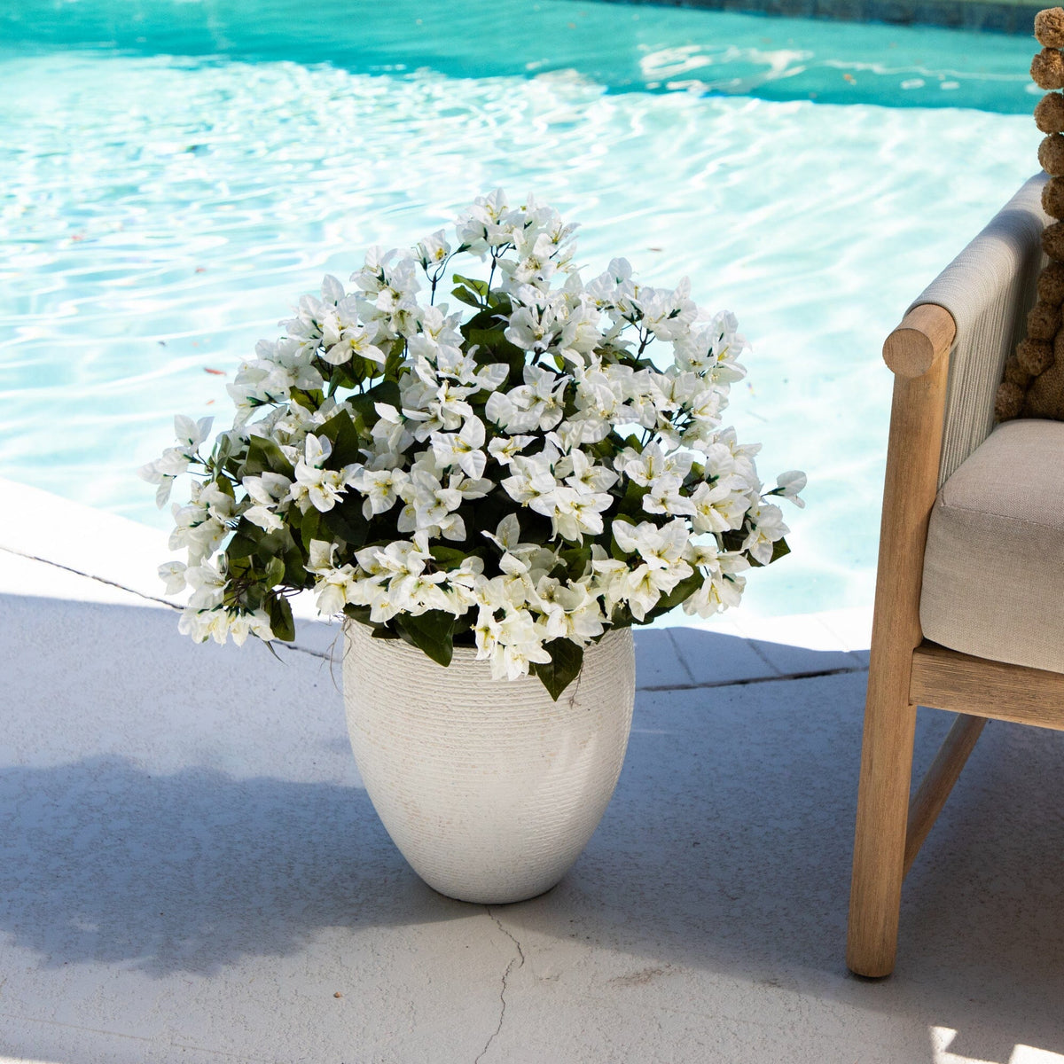 19in UV resistant bougainvillea bush white blooms indoor outdoor use Nearly Natural on Tampa Home & Garden Store