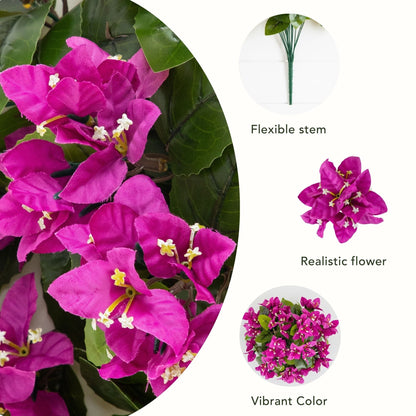 19in UV-resistant artificial bougainvillea bush set of 4 with pink blooms indoor outdoor on Tampa Home & Garden Store