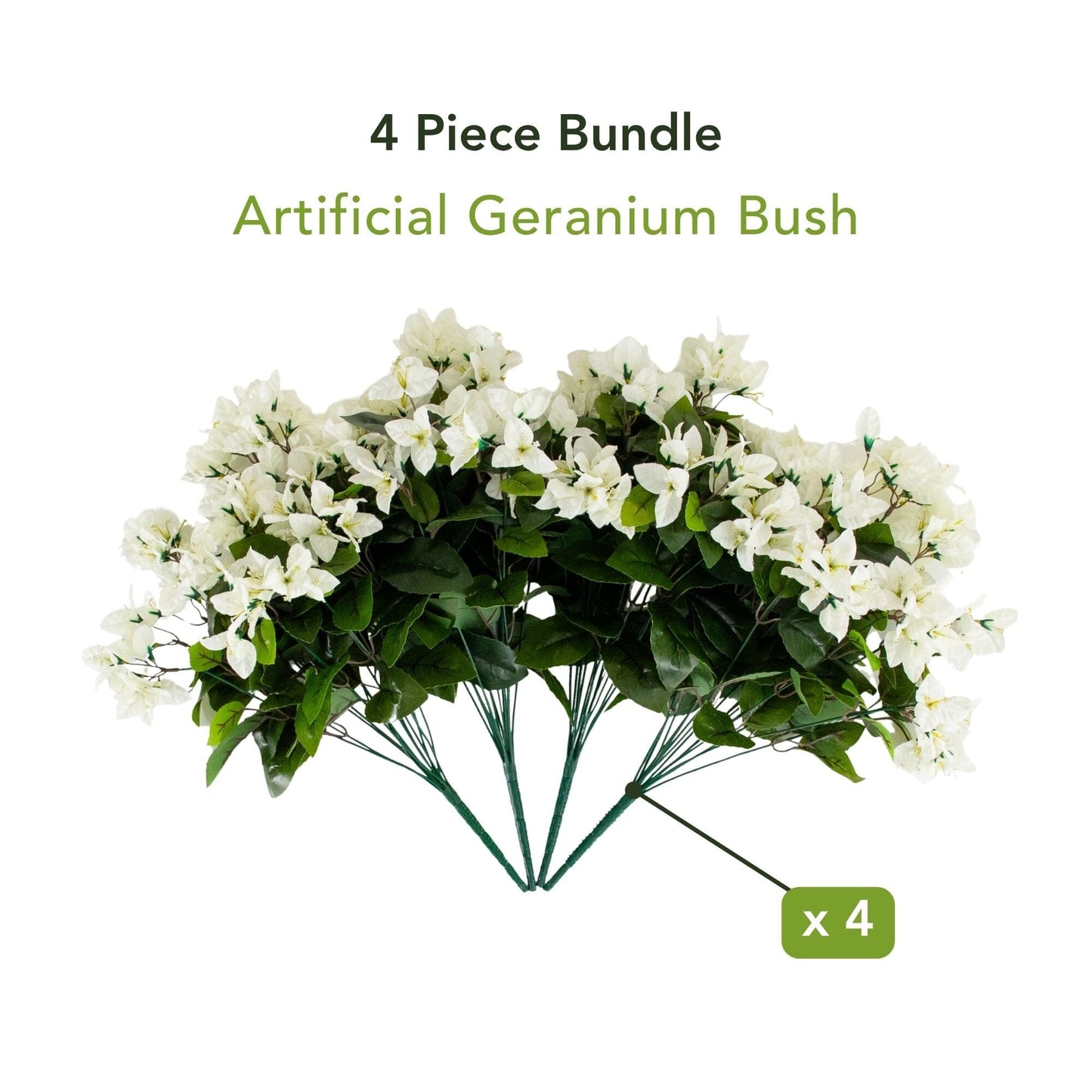 Bougainvillea bush set of 4 by Nearly Natural 19in UV‑resistant with white blooms on Tampa Home & Garden Store