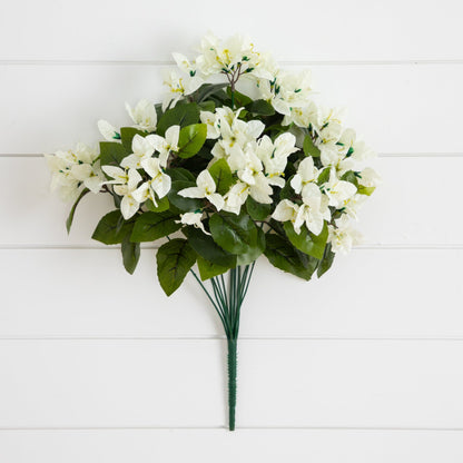 Nearly Natural bougainvillea bush 19in, UV-resistant plant with white blooms set of 4 on Tampa Home & Garden Store
