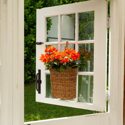 Artificial bougainvillea bush 19in UV-resistant set of 4 in hanging wicker basket Nearly Natural on Tampa Home & Garden Store