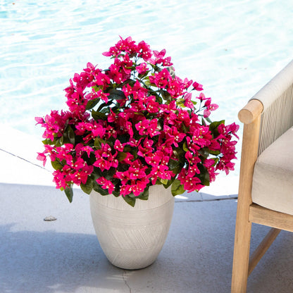Bougainvillea bush 19in UV-resistant artificial set of 4 pink blooms green leaves Nearly Natural on Tampa Home & Garden Store