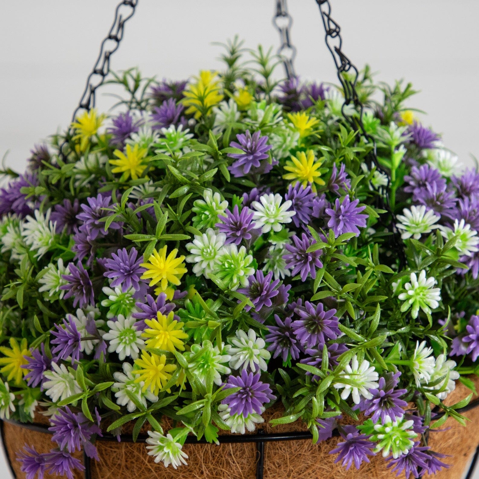 Hanging Nearly Natural 19” UV‑resistant artificial dandelion & rosemary mix, indoor/outdoor on Tampa Home & Garden Store