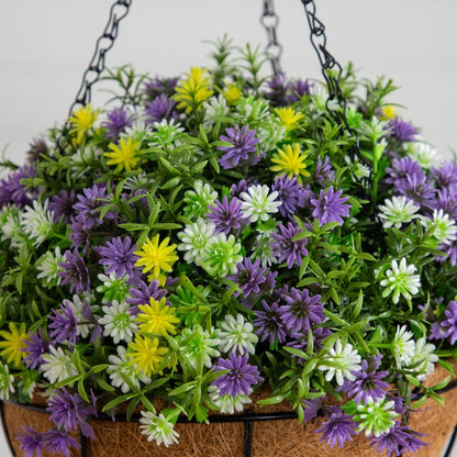 Hanging Nearly Natural 19” UV‑resistant artificial dandelion & rosemary mix, indoor/outdoor on Tampa Home & Garden Store