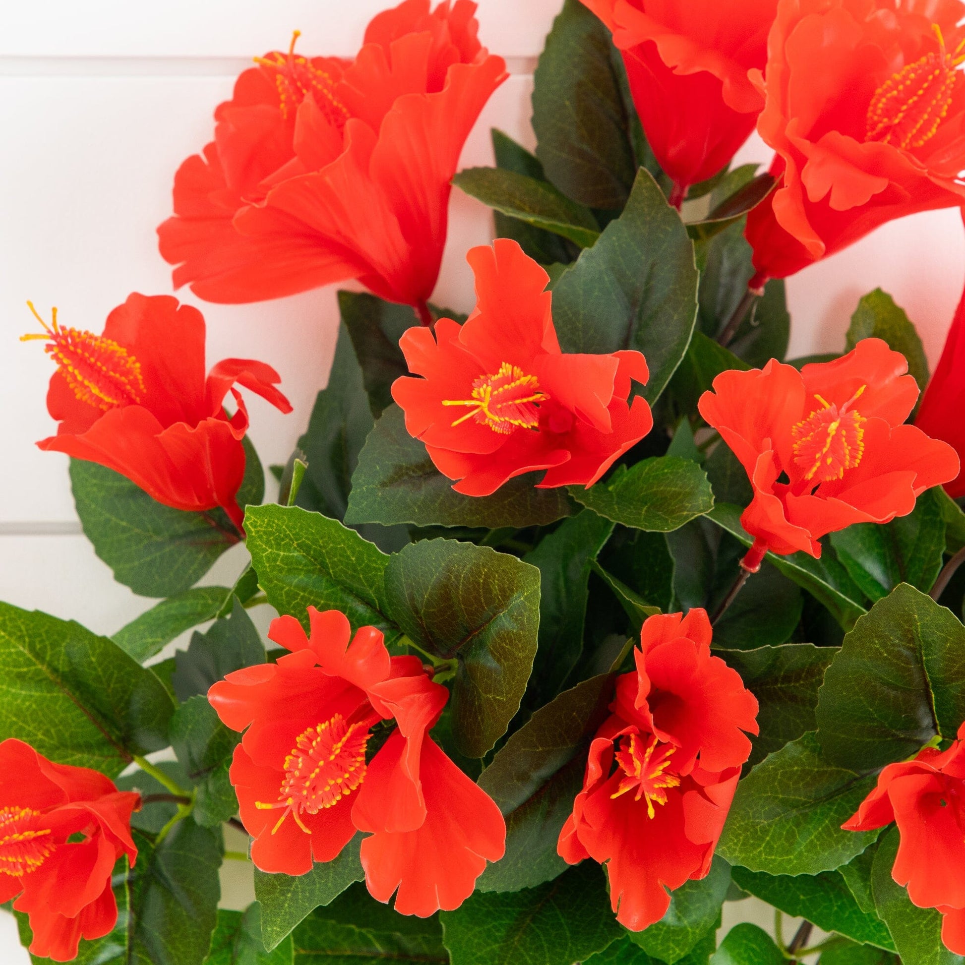 Artificial Hibiscus Bushes Set of 3, 19in UV-Resistant, red blooms, Nearly Natural on Tampa Home & Garden Store
