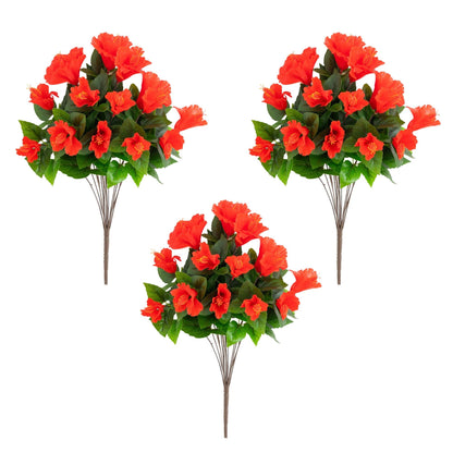 Nearly Natural 19in UV-resistant hibiscus bush set of 3 with red blooms for indoor outdoor on Tampa Home & Garden Store