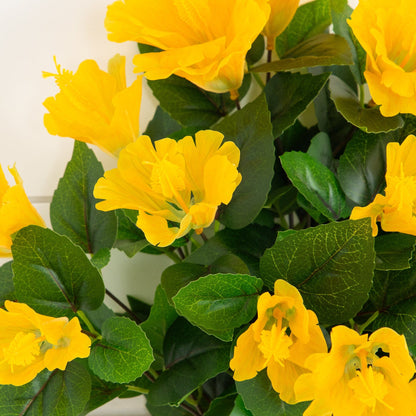 Artificial hibiscus bush set of 3, 19in yellow blooms with green leaves Tampa Store on Tampa Home & Garden Store