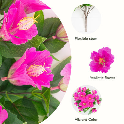 19in UV-resistant hibiscus bush set of 3 with pink blooms on Tampa Home & Garden Store