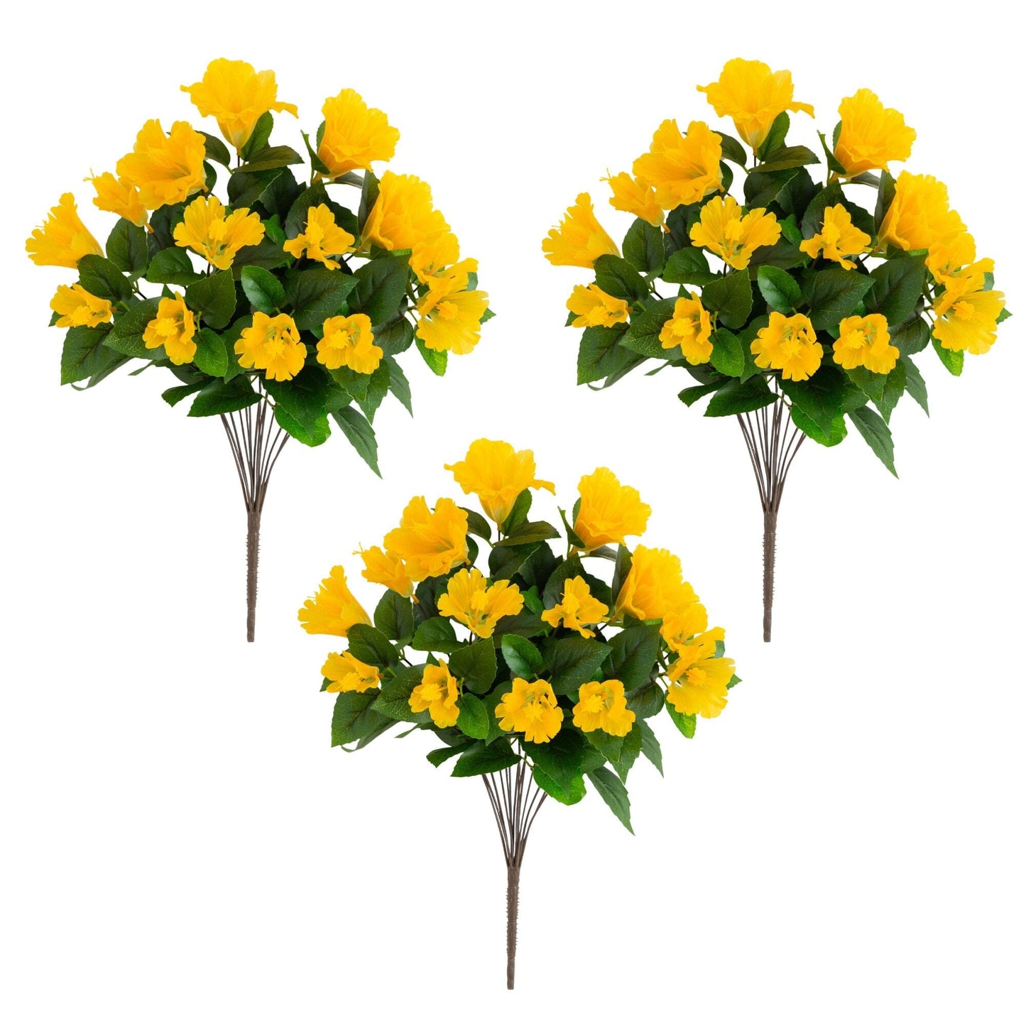 Artificial hibiscus bushes set of 3, 19in, UV resistant, Nearly Natural yellow blooms on Tampa Home & Garden Store