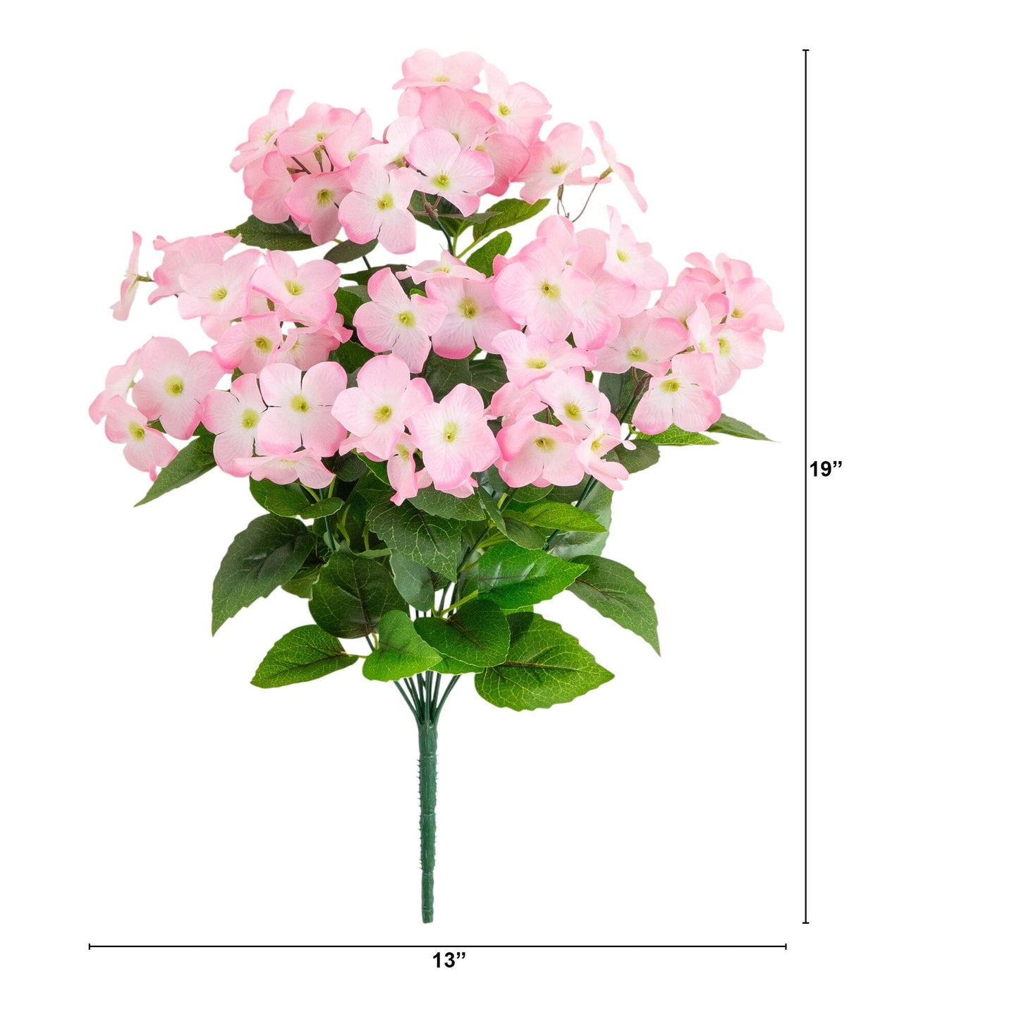 Artificial hydrangea bush 19in UV resistant pink set of 3 Nearly Natural indoor outdoor on Tampa Home & Garden Store