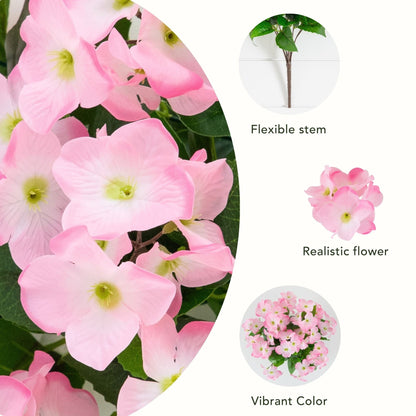 19in UV resistant artificial hydrangea bush indoor/outdoor set of 3 by Nearly Natural on Tampa Home & Garden Store