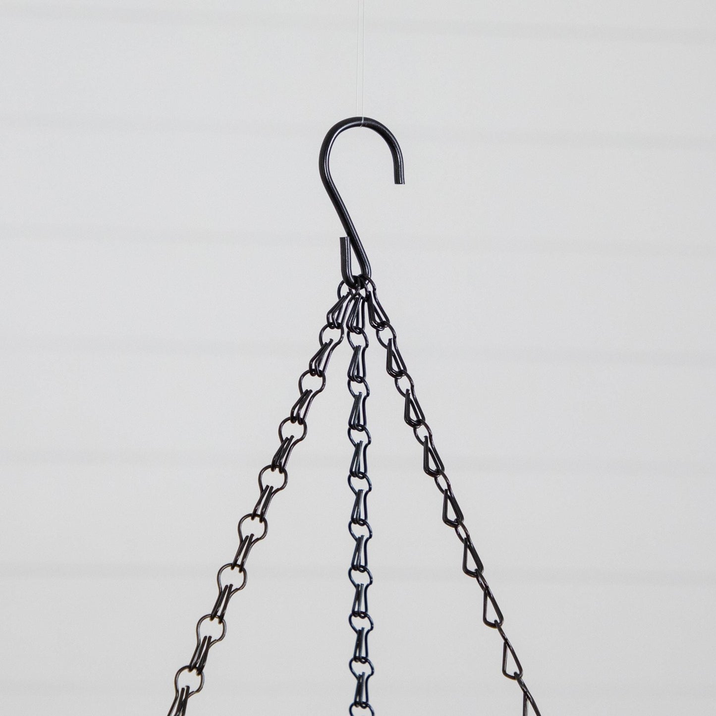Hanging basket chain with curved hook in black metal by Nearly Natural on Tampa Home & Garden Store