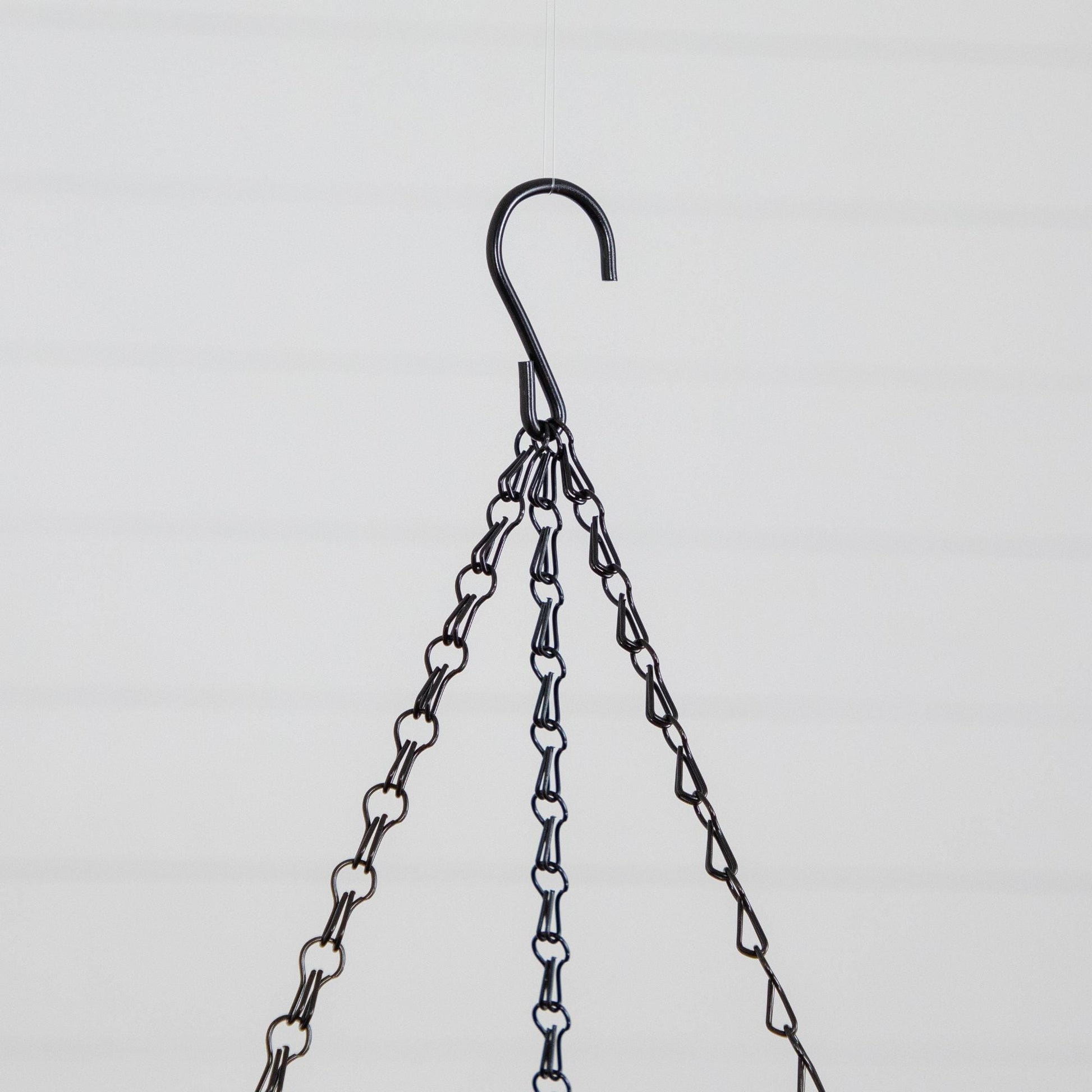 Hanging basket chain with curved hook in black metal by Nearly Natural on Tampa Home & Garden Store
