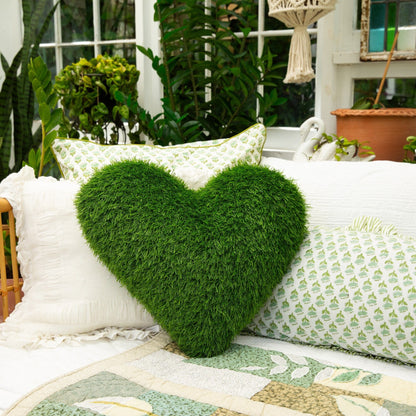 Stylish Heart Shaped Grass Cushion and the Patio