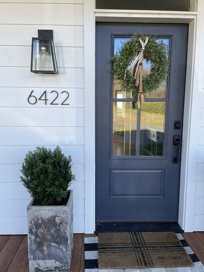 Traditional Spring Look Bundle by Nearly Natural: green wreath on gray door with ribbon on Tampa Home & Garden Store