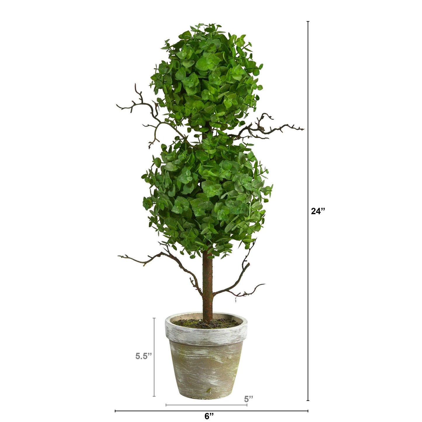 2’ Eucalyptus Double Ball Small Topiary Artificial Tree