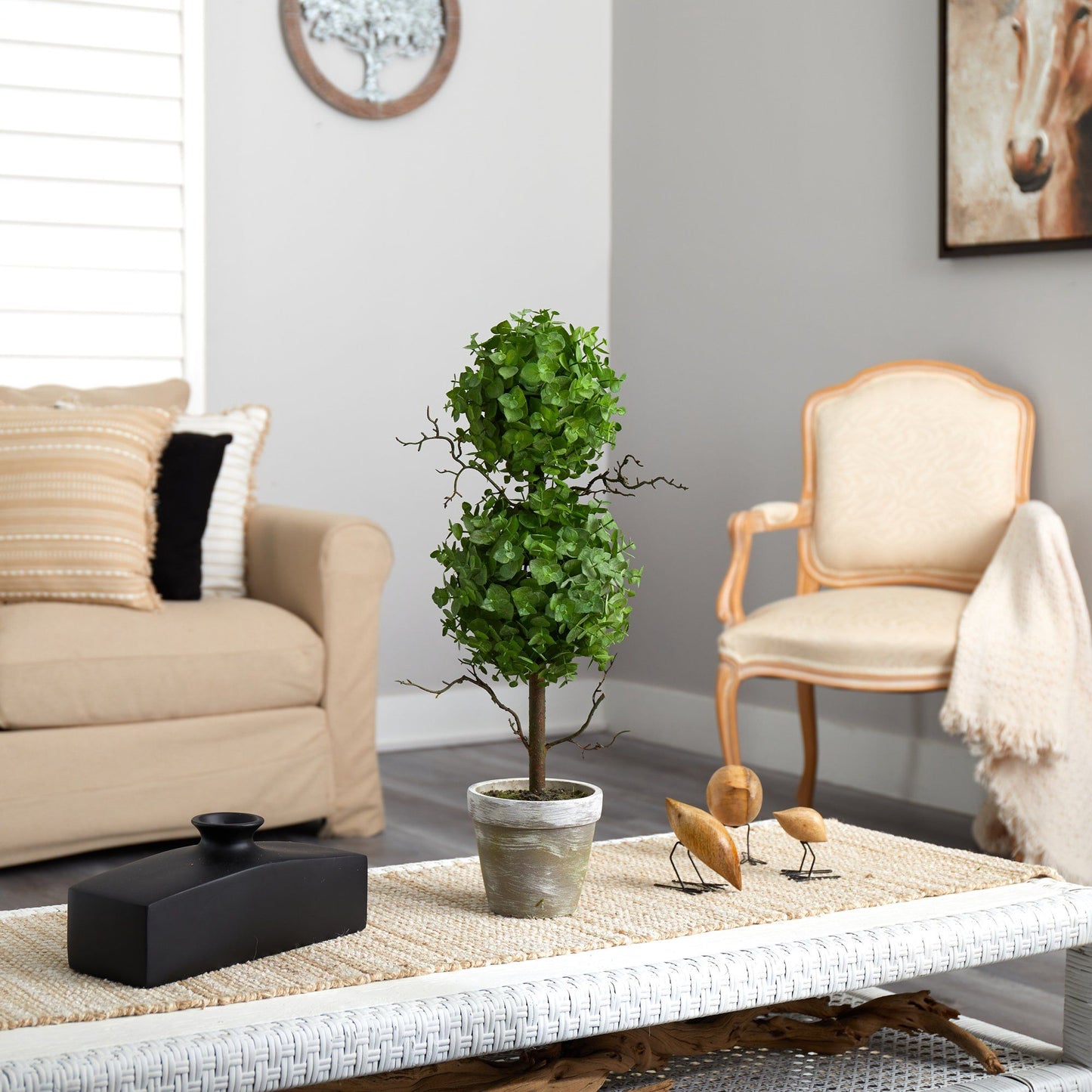 2’ Eucalyptus Double Ball Small Topiary Artificial Tree