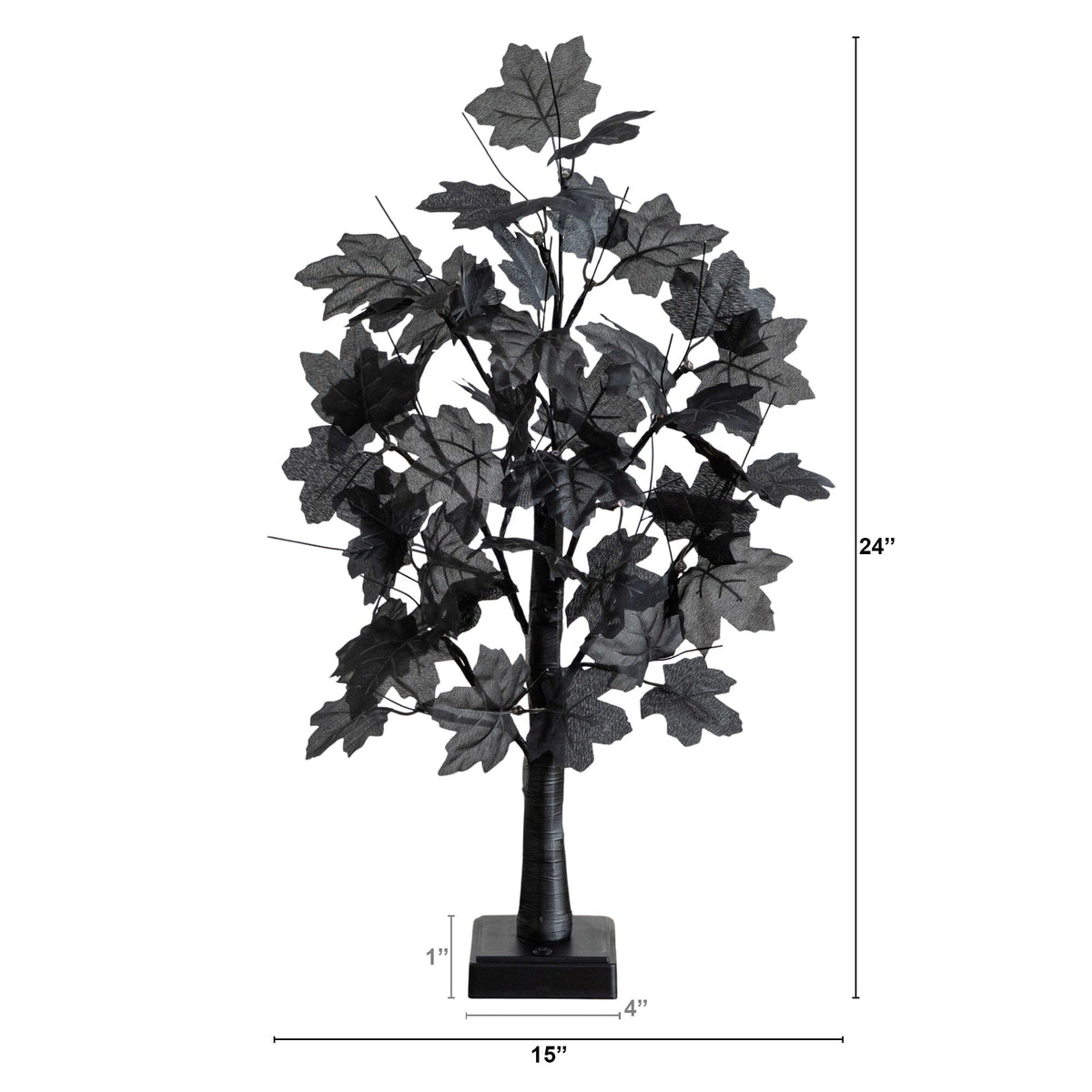 2' Pre-Lit Halloween Black Maple Tree Nearly Natural black leaves 24 orange/purple LEDs on Tampa Home & Garden Store