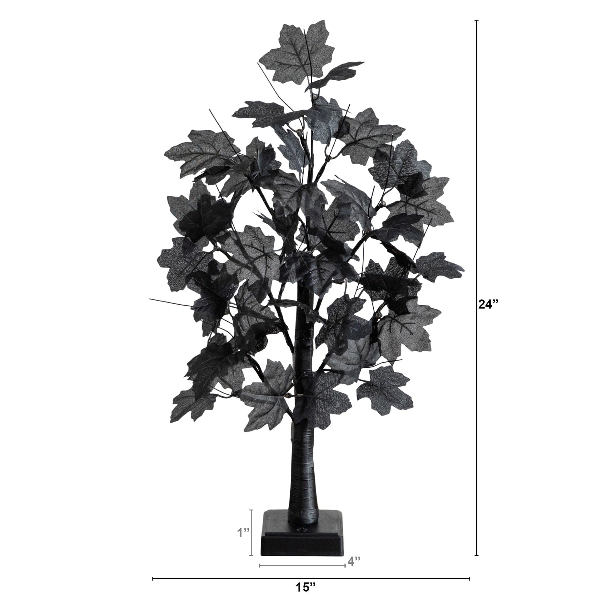 2' Pre-Lit Halloween Black Maple Tree Nearly Natural black leaves 24 orange/purple LEDs on Tampa Home & Garden Store