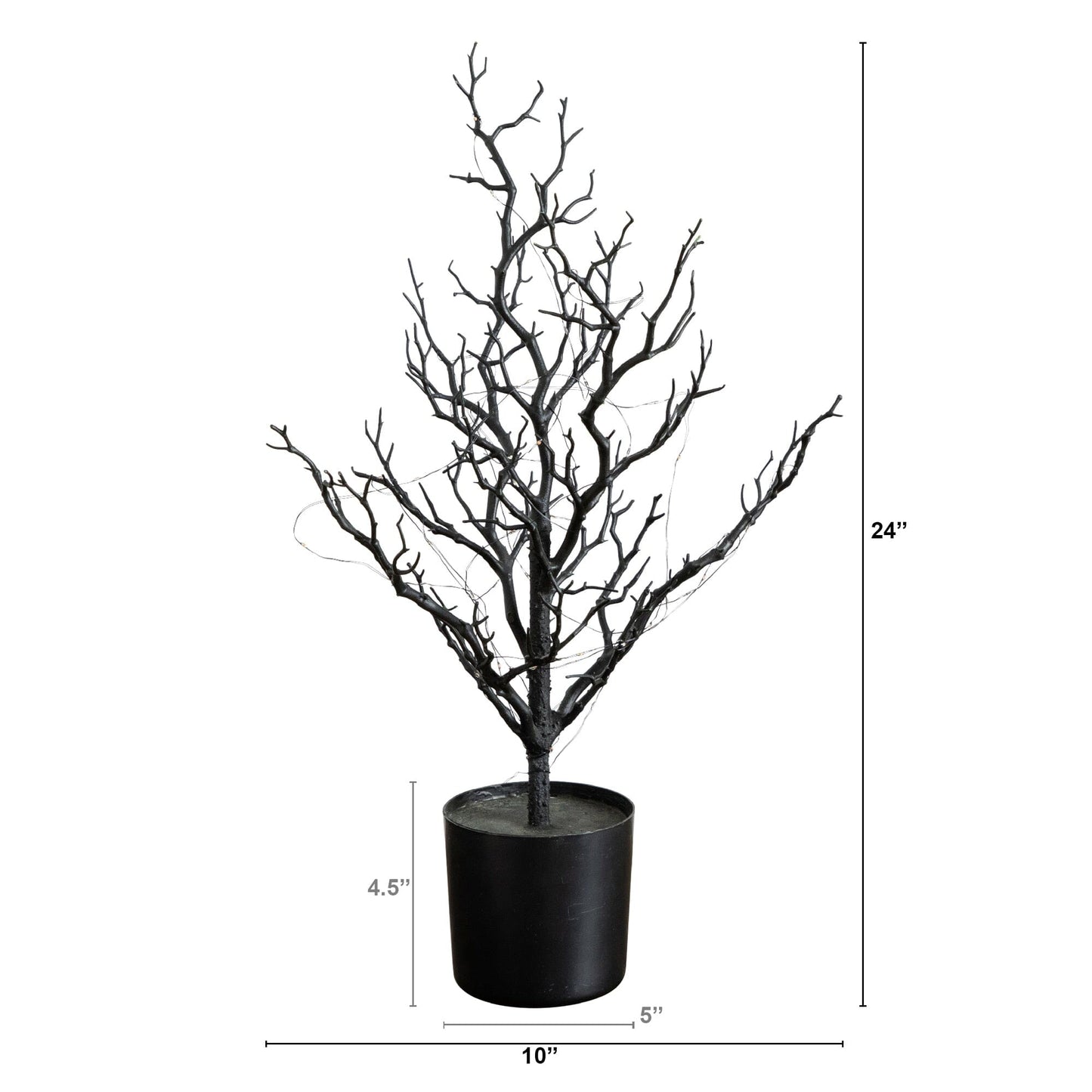 2 ft Nearly Natural black spooky twig tree with 60 orange-purple copper-wire LED lights on Tampa Home & Garden Store