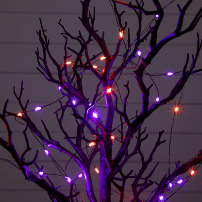 2' Pre-Lit Halloween Black Spooky Twig Tree with 60 Orange & Purple Copper-Wire LED Lights on Tampa Home & Garden Store