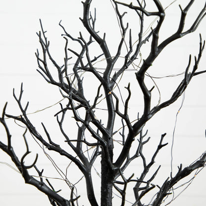 2ft black spooky twig tree with 60 orange and purple copper wire LED lights by Nearly Natural on Tampa Home & Garden Store