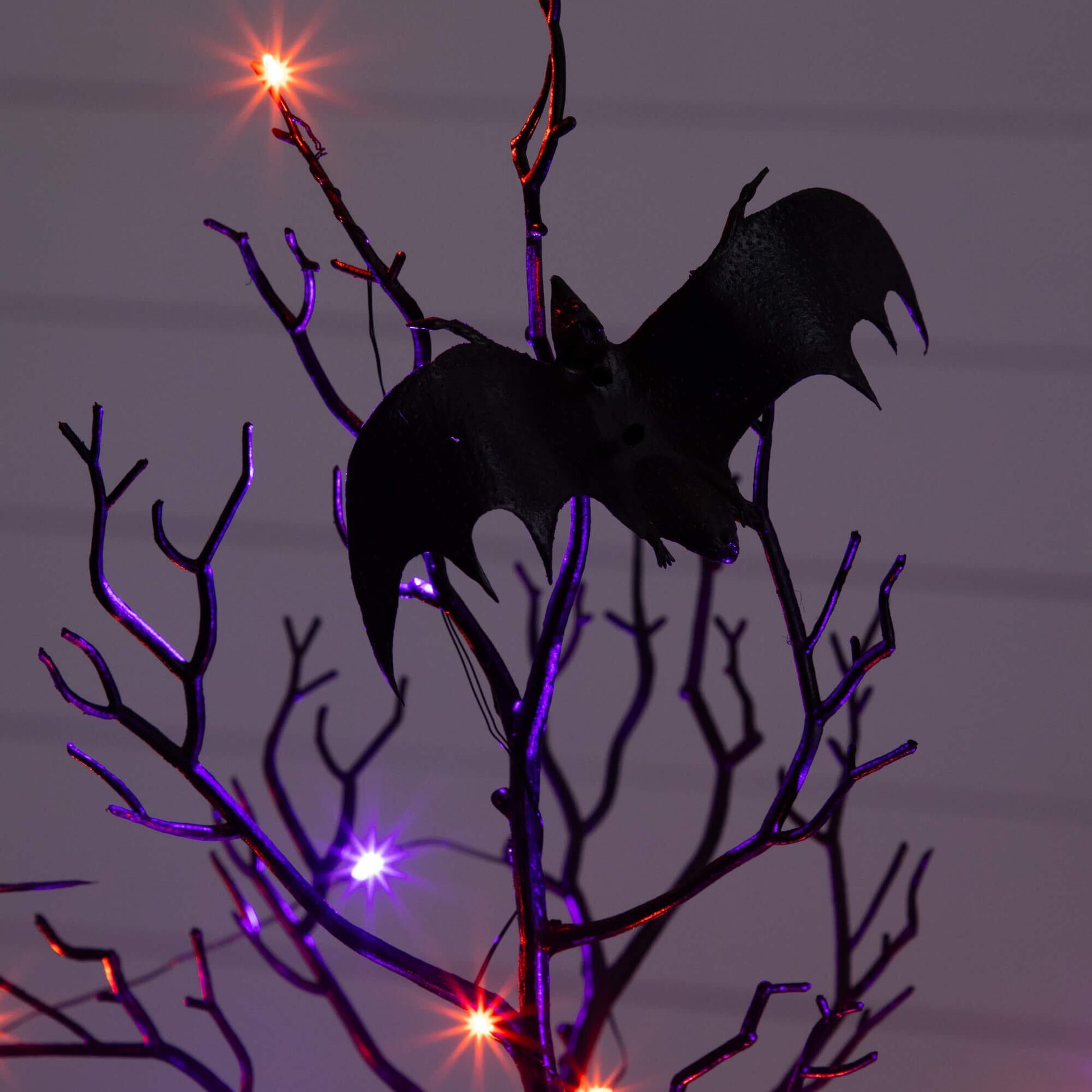 2 ft Nearly Natural black spooky twig tree with bats and 40 orange-purple LEDs on Tampa Home & Garden Store