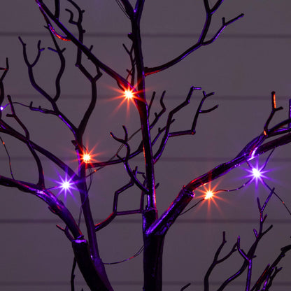 Nearly Natural 2' pre-lit Halloween black spooky twig tree with orange and purple LED lights on Tampa Home & Garden Store