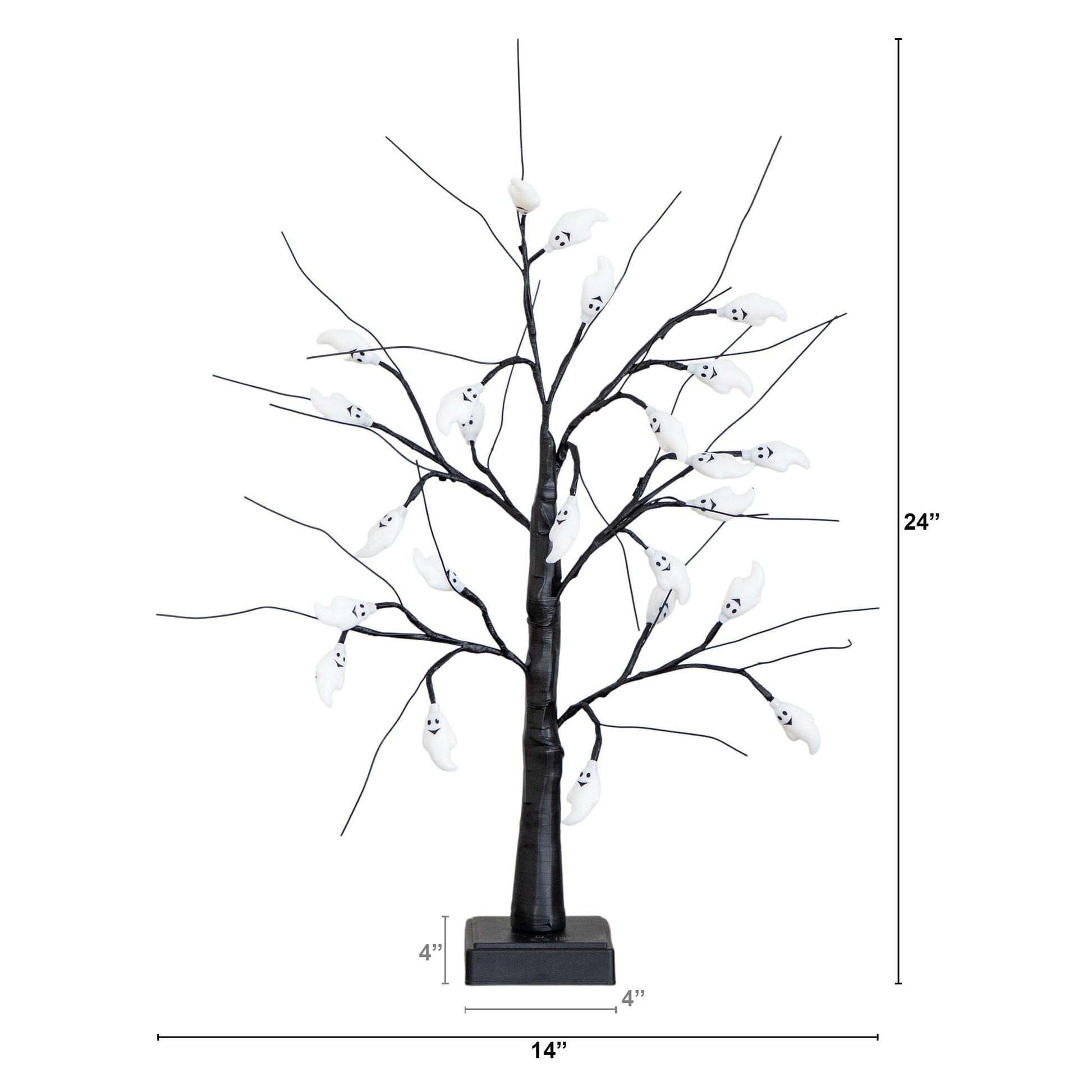 2' Pre-Lit Artificial Halloween Ghost Twig Tree with 24 Purple LED Lights by Nearly Natural on Tampa Home & Garden Store
