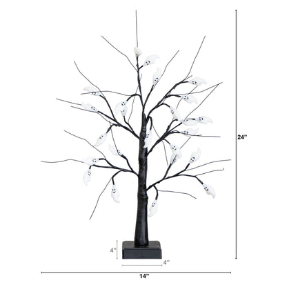 2' Pre-Lit Artificial Halloween Ghost Twig Tree with 24 Purple LED Lights by Nearly Natural on Tampa Home & Garden Store