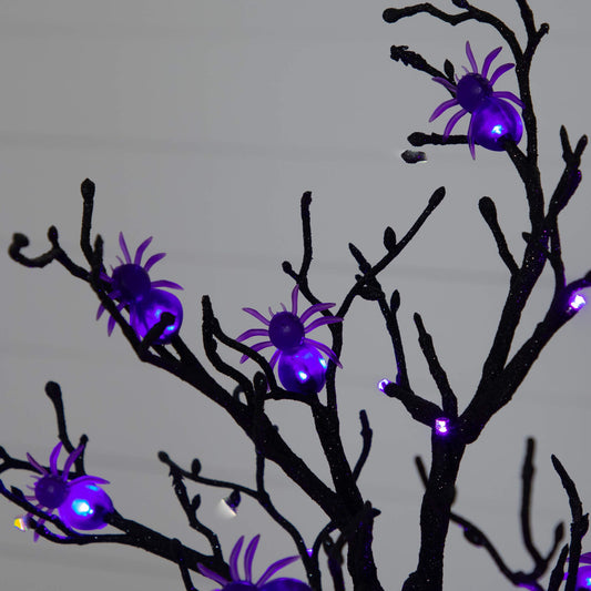 2' Pre-Lit Halloween Spider Twig Tree with 24 Purple LEDs by Nearly Natural artificial tree on Tampa Home & Garden Store