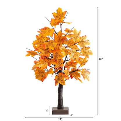 Tree: 2' Nearly Natural Pre-Lit Autumn Maple artificial tree with 24 LEDs, detachable base on Tampa Home & Garden Store