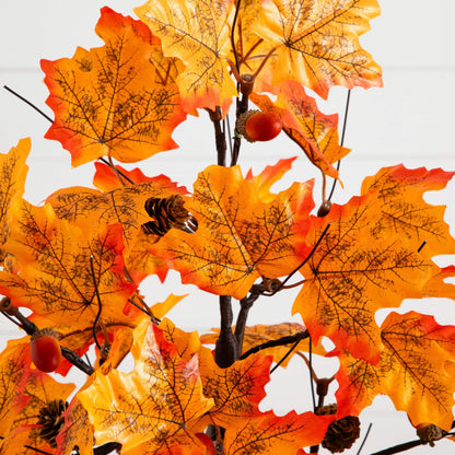 2' Pre-Lit Autumn Maple tree with acorns and pinecones, Nearly Natural, 18 LED lights on Tampa Home & Garden Store