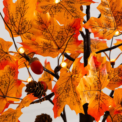 2' Pre-Lit orange Autumn Maple artificial tree with acorns and pinecones and 18 warm white LEDs on Tampa Home & Garden Store