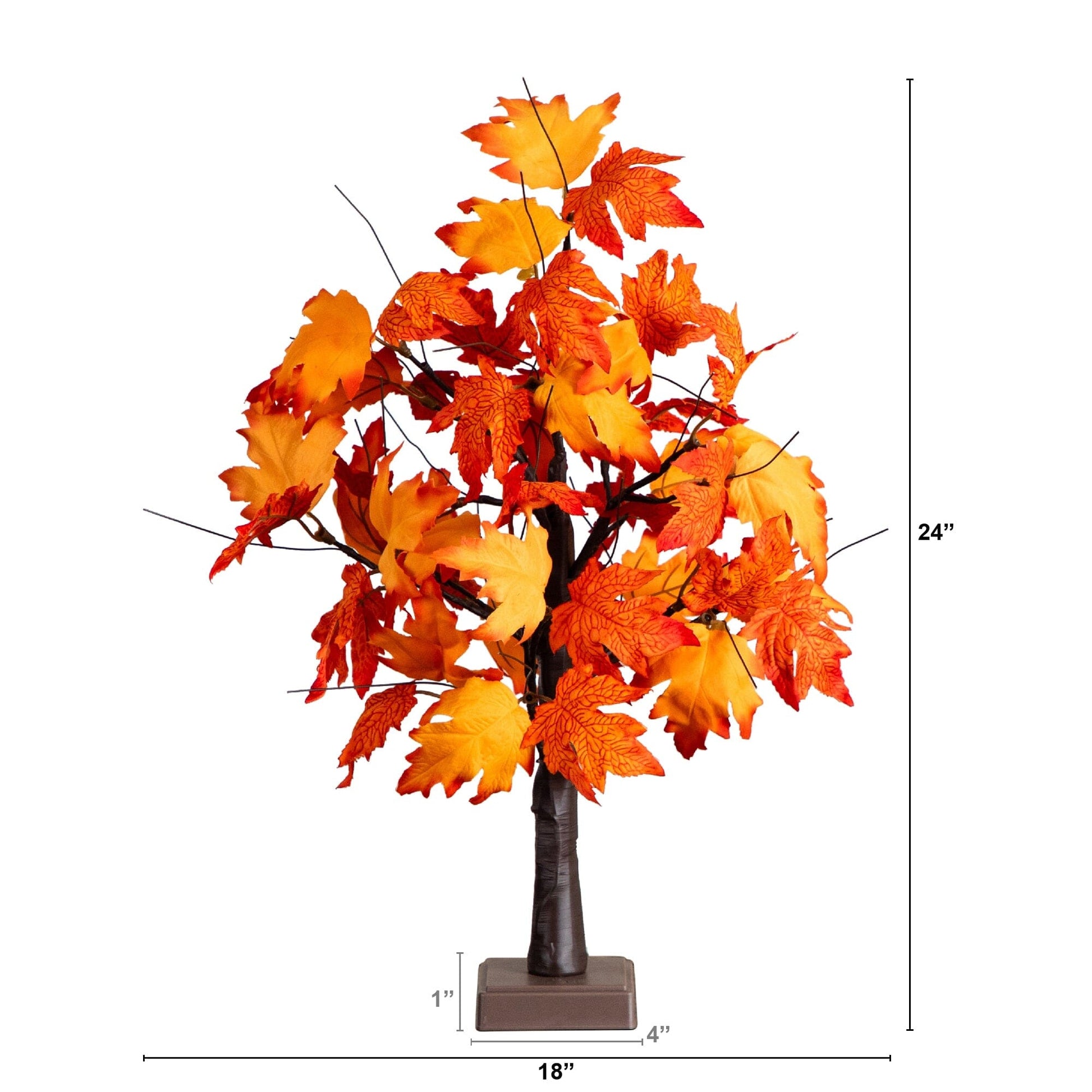 Tree Nearly Natural 2' pre-lit autumn maple tree with 24 LEDs and detachable base on Tampa Home & Garden Store