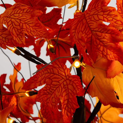 2' Pre-Lit Autumn Maple artificial tree with orange leaves and 24 white LEDs detachable base on Tampa Home & Garden Store