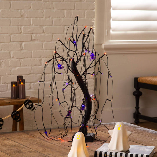 Nearly Natural 2' Pre-Lit Halloween Spooky Spider Willow Tree with 60 orange and purple LEDs on Tampa Home & Garden Store