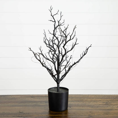 2' Pre-Lit Halloween Black Spooky Twig Tree with 60 orange & purple copper wire LED lights on Tampa Home & Garden Store