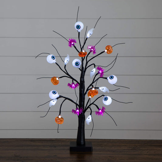 2' Nearly Natural Halloween LED ornament tree with eyeballs ghosts bats pumpkins lights on Tampa Home & Garden Store