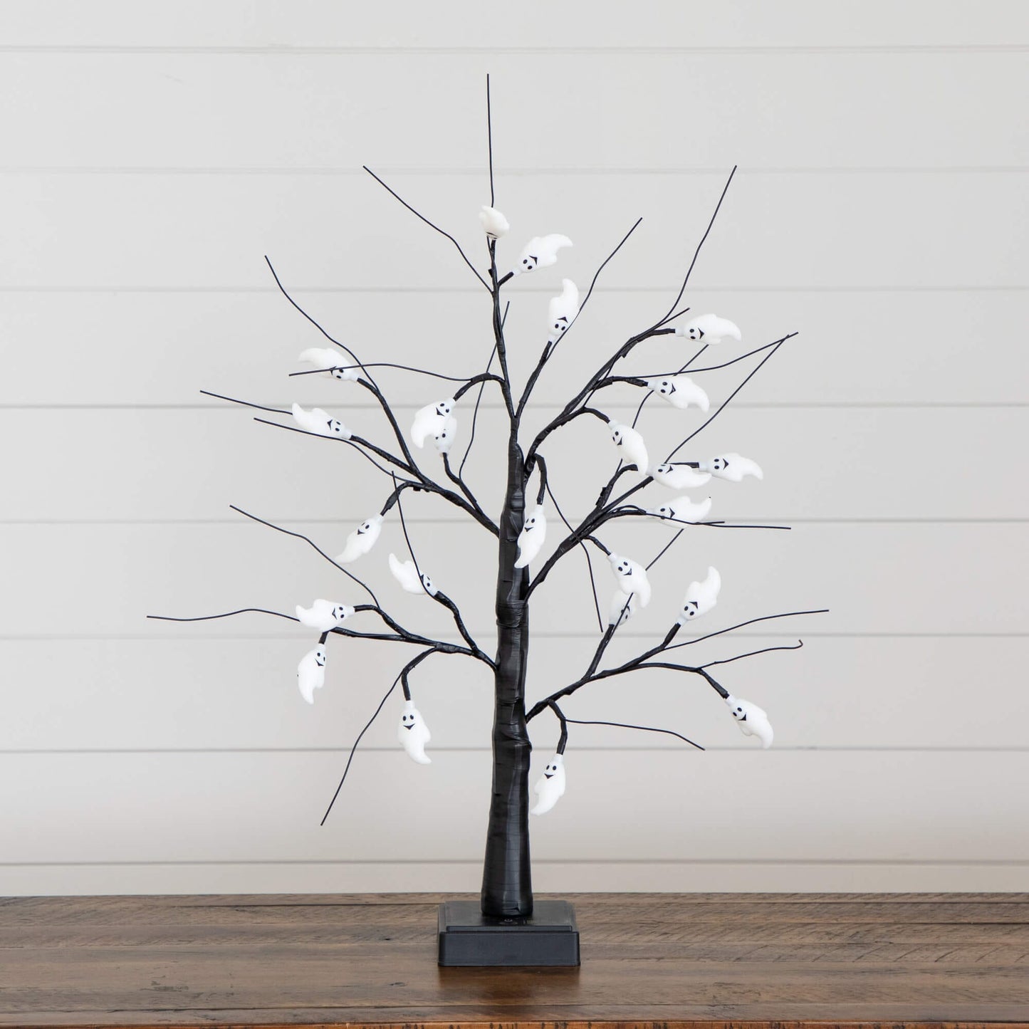 2' Pre-Lit Halloween Ghost Twig Tree with 24 Purple LEDs, branches and white ghost bulbs on Tampa Home & Garden Store