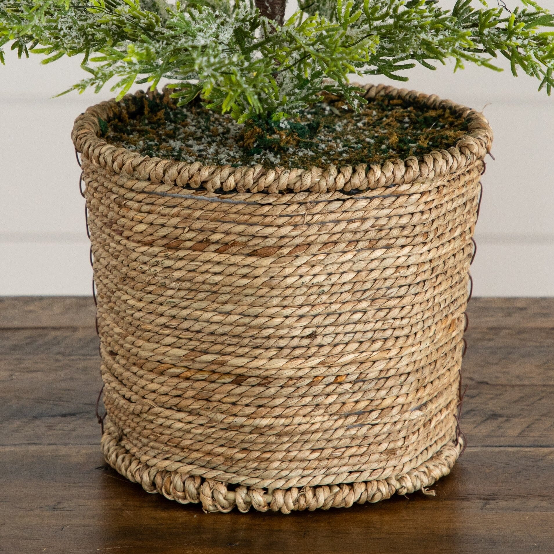 2 ft Pre-Lit snowed cypress Christmas tree in hyacinth basket with 30 LED lights Nearly Natural on Tampa Home & Garden Store