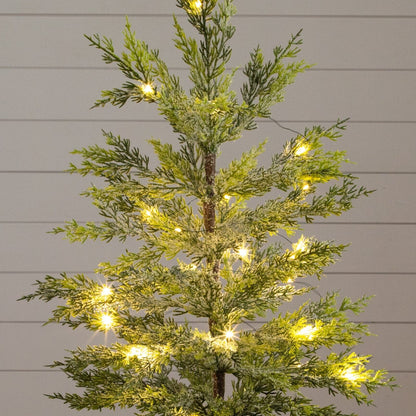 2ft Nearly Natural snowed Cypress Christmas tree with 30 LED lights in a hyacinth basket on Tampa Home & Garden Store