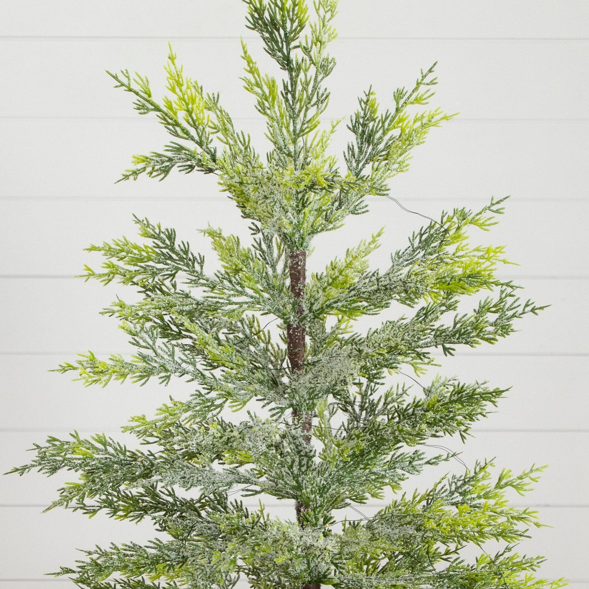 Nearly Natural 2ft pre-lit snowed Cypress Christmas tree in hyacinth basket with 30 LEDs on Tampa Home & Garden Store