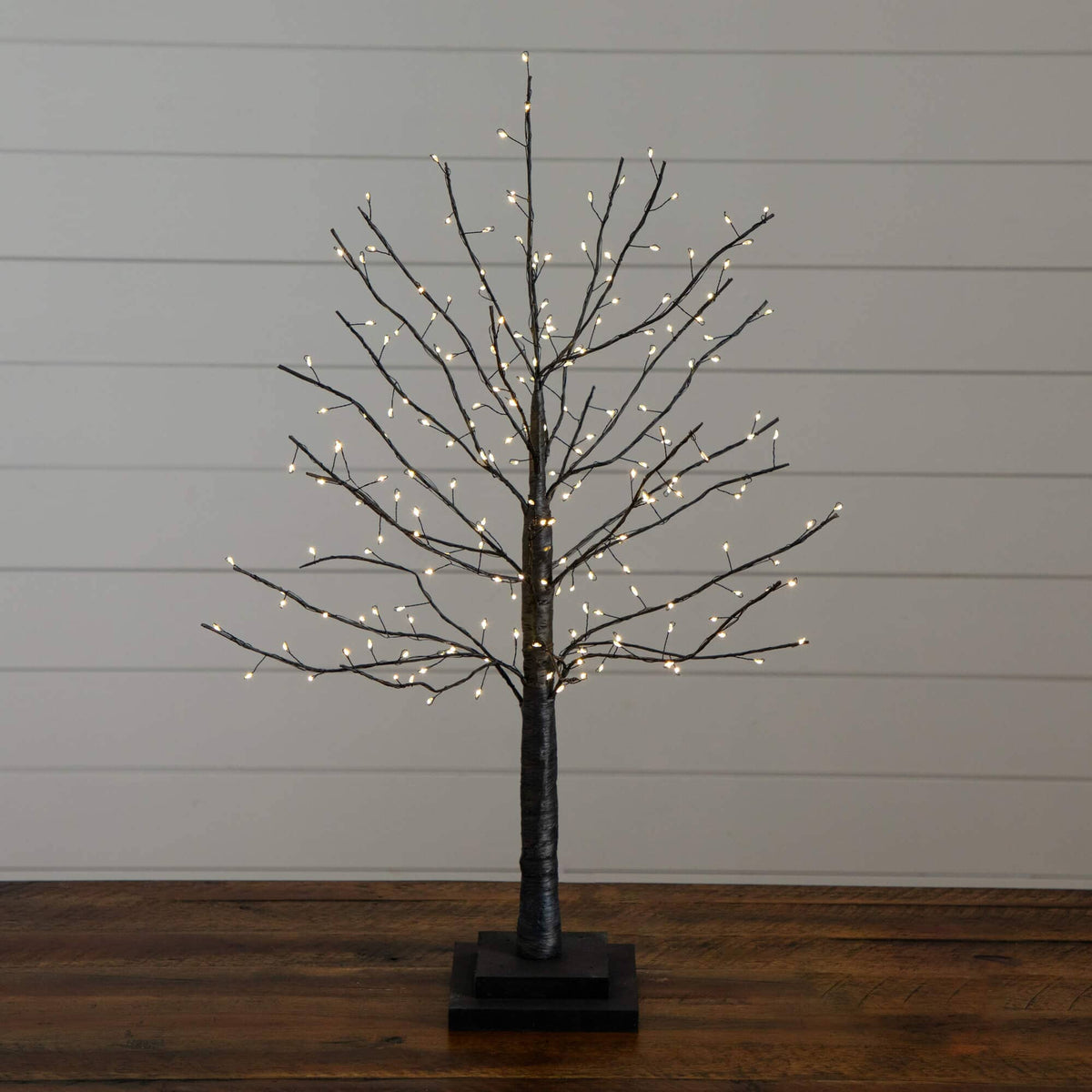2' Nearly Natural artificial black twig Halloween tree, pre-lit with 210 warm-white copper-wire LEDs on Tampa Home & Garden Store