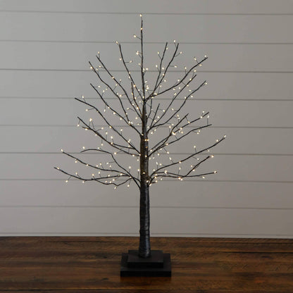 2' Nearly Natural artificial black twig Halloween tree, pre-lit with 210 warm-white copper-wire LEDs on Tampa Home & Garden Store