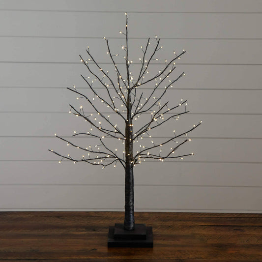 2' Nearly Natural artificial black twig Halloween tree, pre-lit with 210 warm-white copper-wire LEDs on Tampa Home & Garden Store
