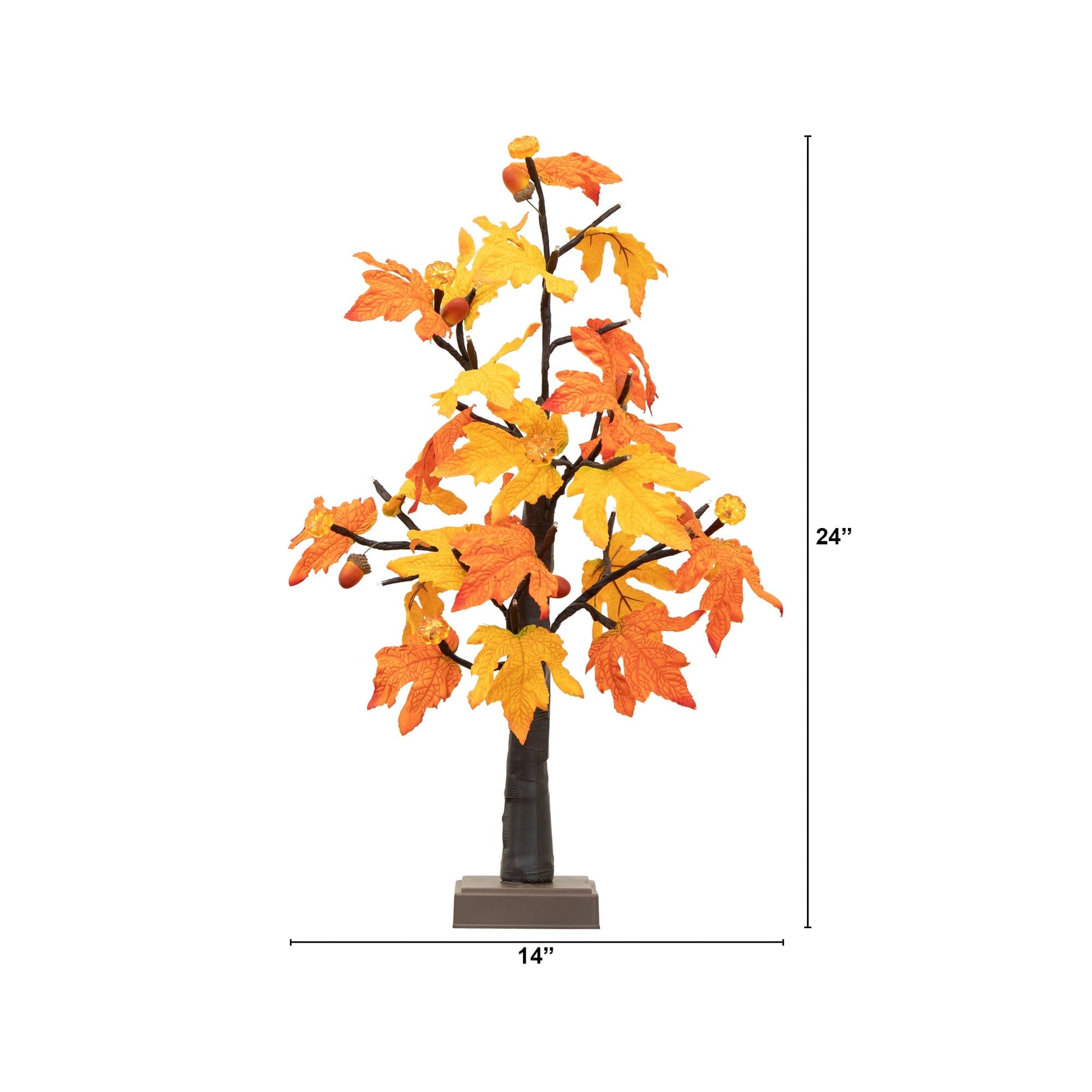 2 ft pre-lit autumn maple artificial tree with 24 white pumpkin lights and detachable base on Tampa Home & Garden Store