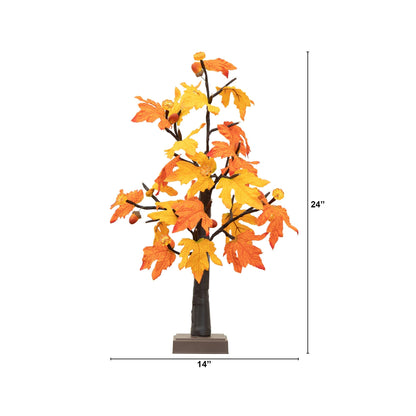 2 ft pre-lit autumn maple artificial tree with 24 white pumpkin lights and detachable base on Tampa Home & Garden Store