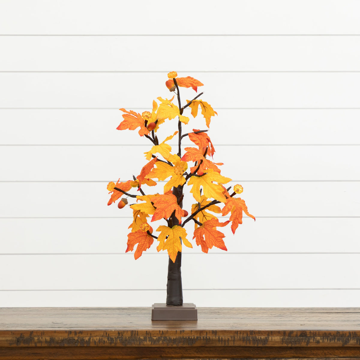 2' Pre-Lit Autumn Maple Tree with 24 warm white LED pumpkin lights, detachable base Nearly Natural on Tampa Home & Garden Store