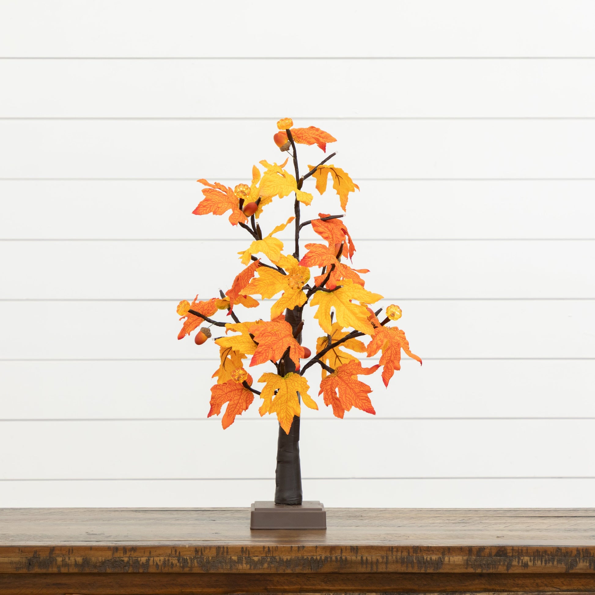 2' Pre-Lit Autumn Maple Tree with 24 warm white LED pumpkin lights, detachable base Nearly Natural on Tampa Home & Garden Store
